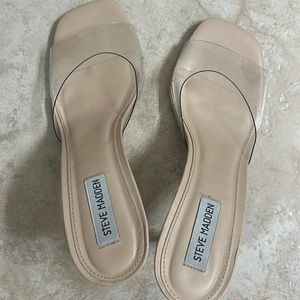 Steve Madden slip on clear heels